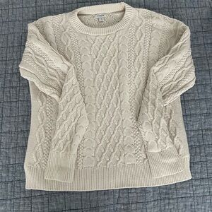 J. Crew Ivory Cable-Knit Crewneck Sweater